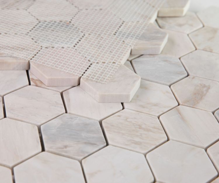 Elysium - Hexagon 2&quot; x 2&quot; Marble Mosaic - Eura Honed