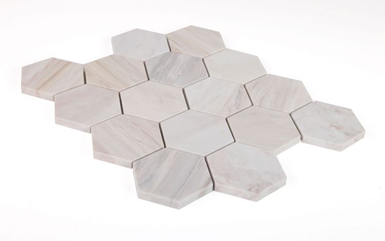 Elysium - Hexagon 3" x 3" Marble Mosaic - Eura Honed