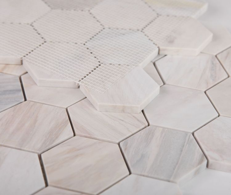 Elysium - Hexagon 3" x 3" Marble Mosaic - Eura Honed