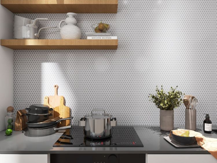 Elysium - Penny Round 11.5 in. x 12.25 in. Porcelain Mosaic - City Grey Matte