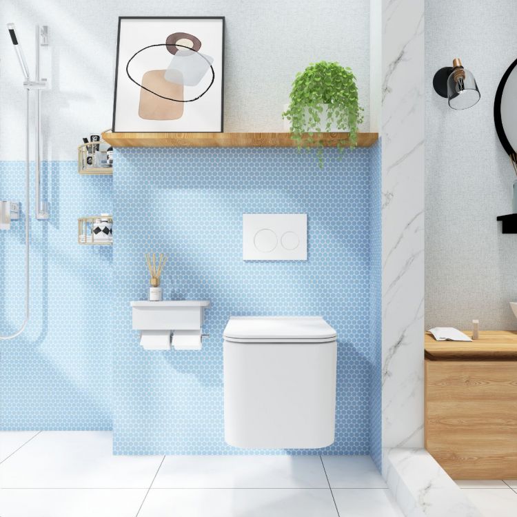 Elysium - Penny Round 11.5 in. x 12.25 in. Porcelain Mosaic - Sky Blue