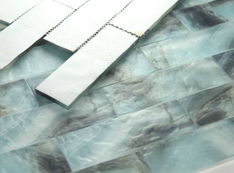 Elysium - Art 11.75 in. x 11.75 in. Glass Mosaic - Onyx Ocean