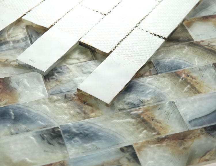 Elysium - Art 11.75 in. x 11.75 in. Glass Mosaic - Onyx Mauna