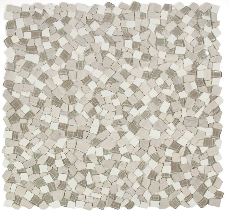 Elysium - Pebble 12" x 12" Glass and Marble Mosaic - Loft