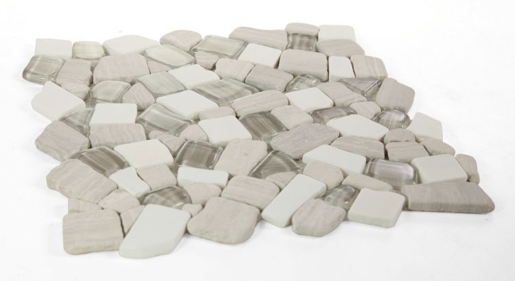 Elysium - Pebble 12" x 12" Glass and Marble Mosaic - Loft