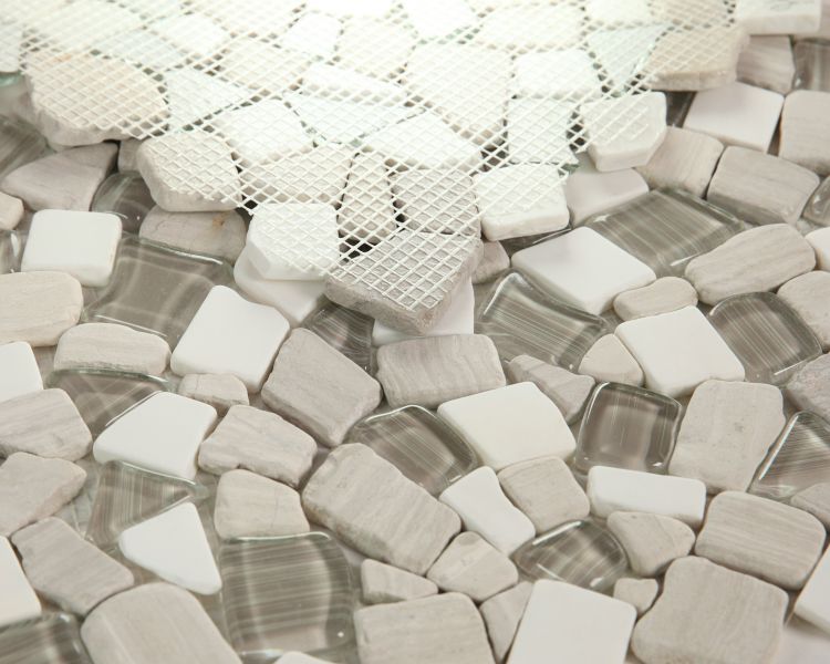 Elysium - Pebble 12" x 12" Glass and Marble Mosaic - Loft