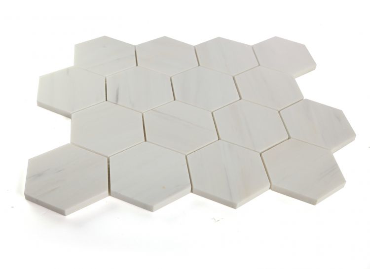 Elysium - Hexagon 3" x 3" Marble Mosaic - Dolomite Honed