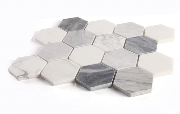 Elysium - Hexagon 3" x 3" Marble Mosaic - Dusk