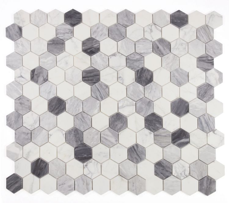 Elysium - Hexagon 3&quot; x 3&quot; Marble Mosaic - Dusk