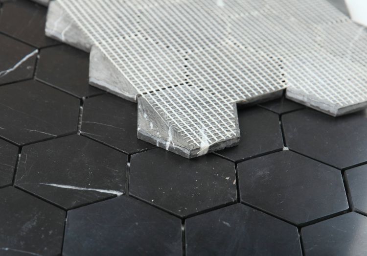 Elysium - Hexagon 3&quot; x 3&quot; Marble Mosaic - Marquina Honed