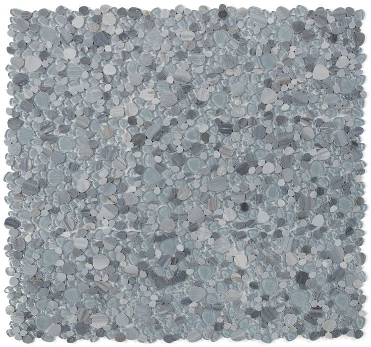 Elysium - Peach 12" x 12" Glass and Marble Mosaic - Blue