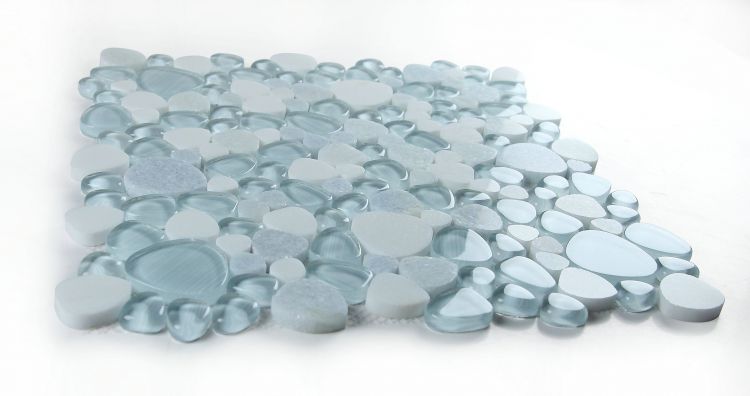 Elysium - Peach 12" x 12" Glass and Marble Mosaic - Crystal Ocean