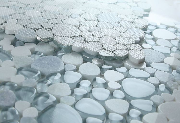 Elysium - Peach 12" x 12" Glass and Marble Mosaic - Crystal Ocean