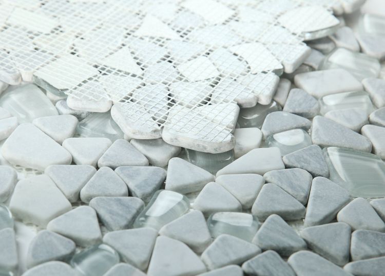 Elysium - Pebble 12" x 12" Glass and Marble Mosaic - GreyElysium - Pebble 12" x 12" Glass and Marble Mosaic - Grey