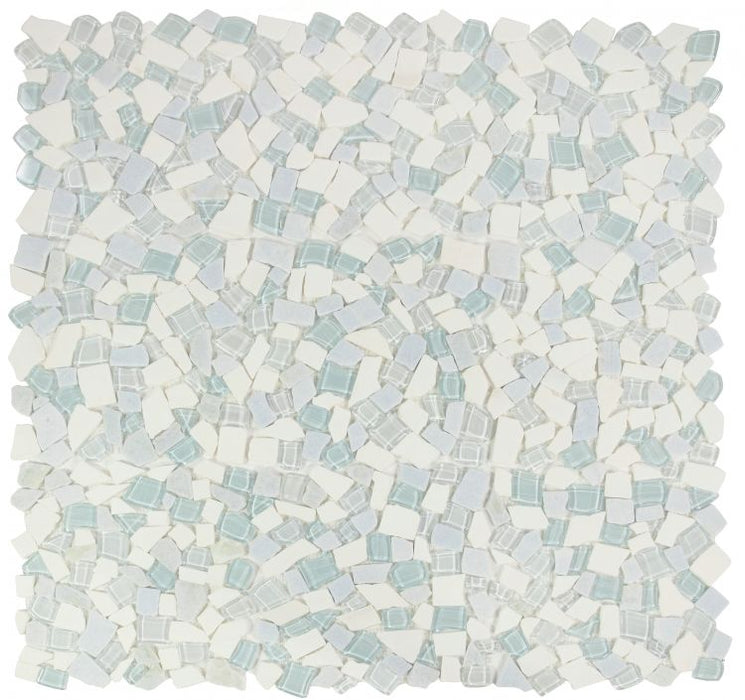 Elysium - Pebble 12" x 12" Glass and Marble Mosaic - Sky