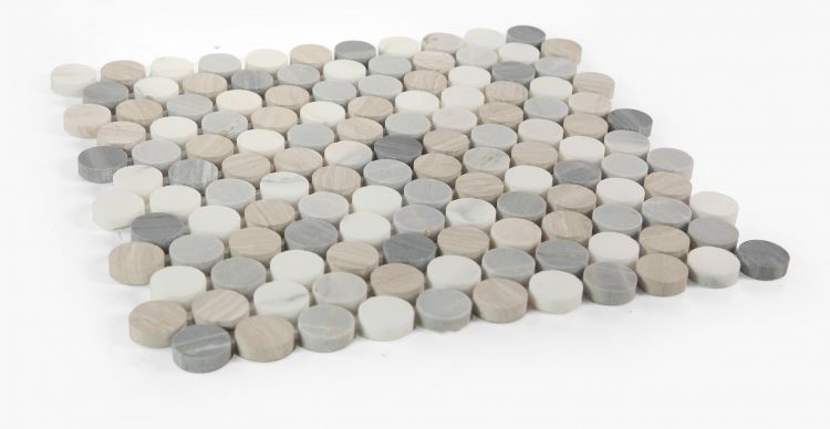 Elysium - Penny Marble 11 in. x 11.75 in. Marble Mosaic - Blue