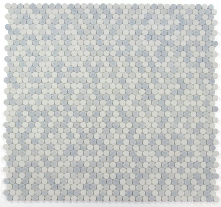 Elysium - Penny Marble 11 in. x 11.5 in. Marble Mosaic - Crystal Ocean
