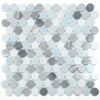 See Elysium - Penny Marble 11 in. x 11.75 in. Marble Mosaic - Deep Ocean