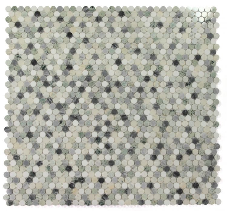 Elysium - Penny Marble 11 in. x 11.75 in. Marble Mosaic - Grassland