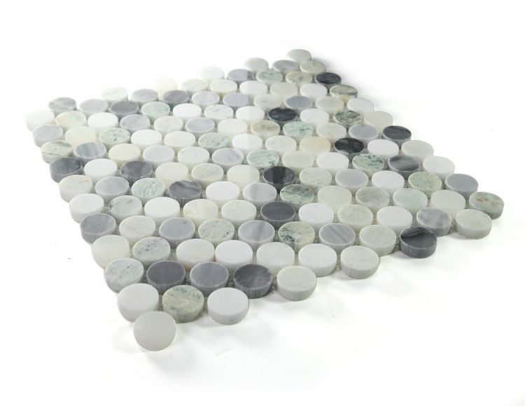 Elysium - Penny Marble 11 in. x 11.75 in. Marble Mosaic - Grassland