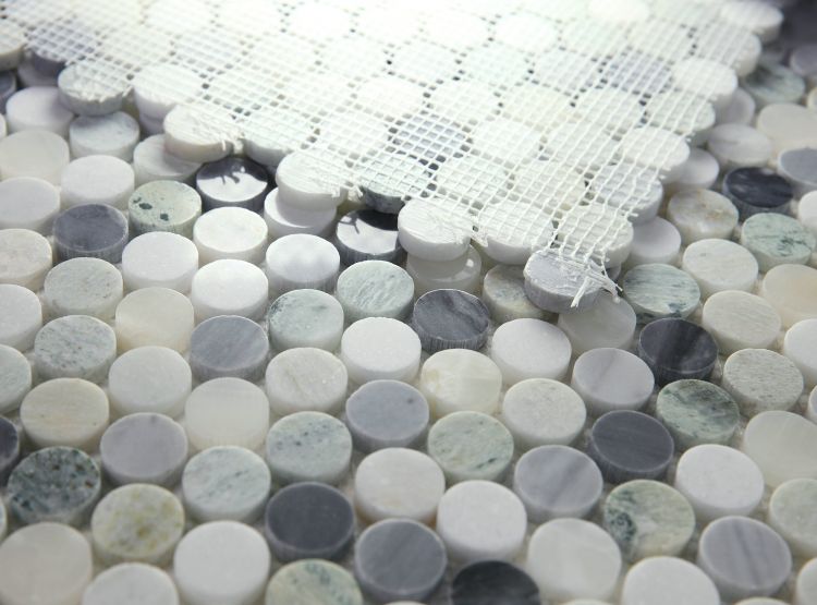 Elysium - Penny Marble 11 in. x 11.75 in. Marble Mosaic - Grassland