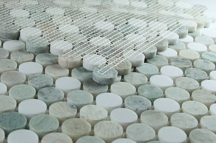 Elysium - Penny Marble 11 in. x 11.75 in. Marble Mosaic - Green