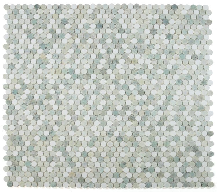 Elysium - Penny Marble 11 in. x 11.75 in. Marble Mosaic - Green