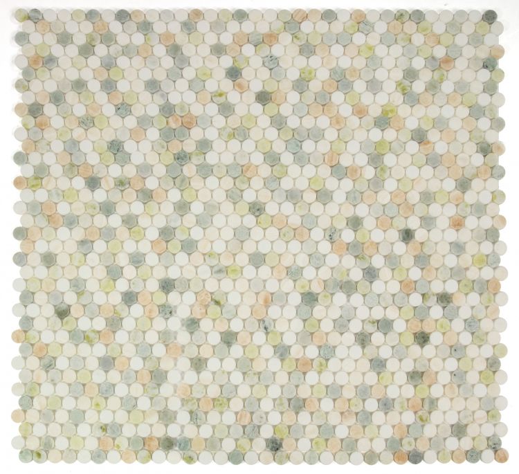 Elysium - Penny Marble 11 in. x 11.75 in. Marble Mosaic - Onyx