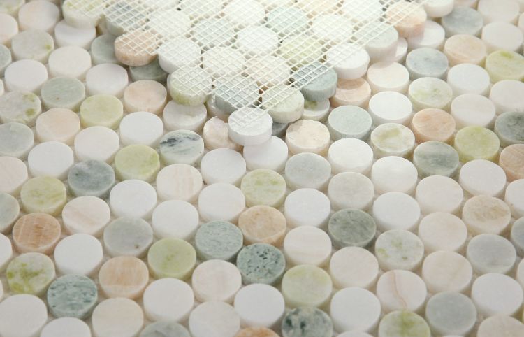 Elysium - Penny Marble 11 in. x 11.75 in. Marble Mosaic - Onyx