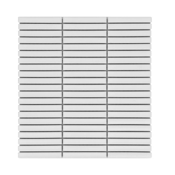 Elysium - Hulu 11.25 in. x 12 in. Matte Porcelain Mosaic - Snow Band