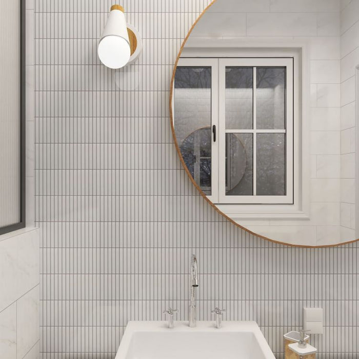 Elysium - Hulu 11.25 in. x 12 in. Matte Porcelain Mosaic - Snow Band