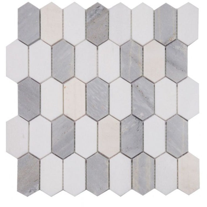 Elysium - Montage 12.5 in. x 13.25 in. Elongated Hex Marble Mosaic - Blue New