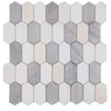 See Elysium - Montage 12.5 in. x 13.25 in. Elongated Hex Marble Mosaic - Blue New