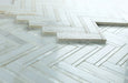 Elysium - Diana Herringbone White 11 in. x 11.75 in. Marble Mosaic
