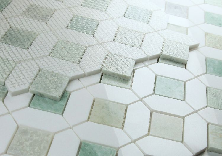 Elysium - Eclipse Green 12.25 in. x 12.25 in. Marble Mosaic