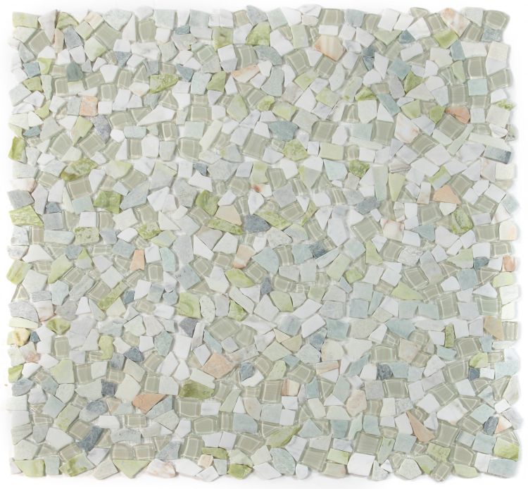 Elysium - Pebble 12" x 12" Glass and Marble Mosaic - Spring