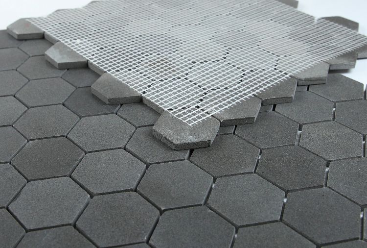 Elysium - Hexagon 2&quot; x 2&quot; Marble Mosaic - Basalt