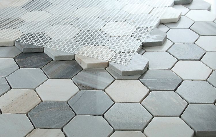 Elysium - Hexagon 2&quot; x 2&quot; Marble Mosaic - Italian Blue