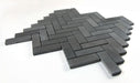 Elysium - Herringbone Basalt 11 in. x 12.5 in. Stone Mosaic