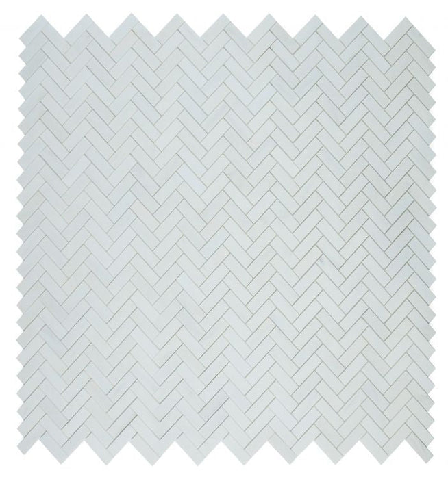 Elysium - Herringbone Dolomite Polished 12 in. x 12.75 in. Marble Mosaic