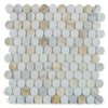 See Elysium - Penny Marble 11 in. x 11.75 in. Marble Mosaic - Honed Calacatta