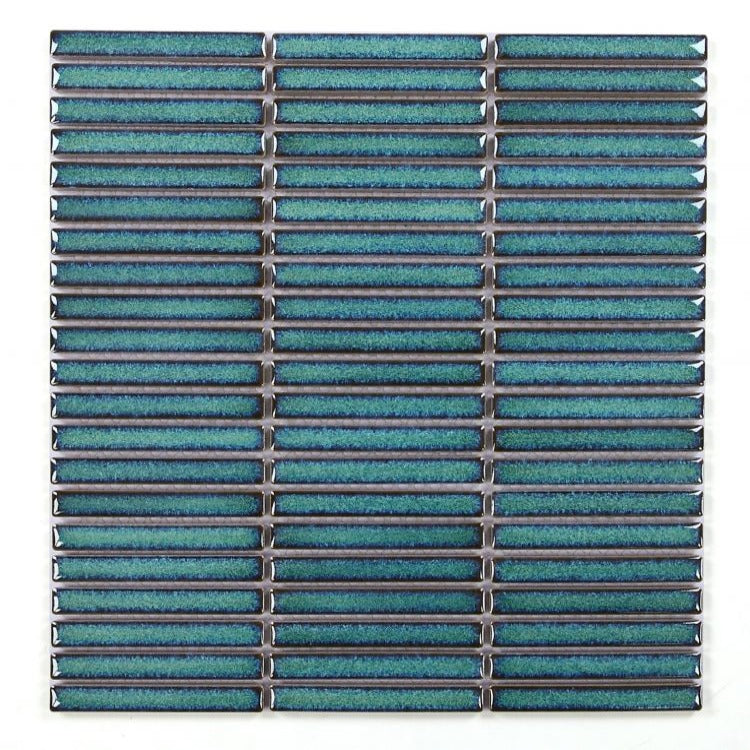 Elysium - Hulu 11.25 in. x 12 in. Matte Porcelain Mosaic - Turquoise Band