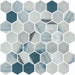Elysium - Vanguard 11.25 in. x 11.25 in. Glass Mosaic - Hex XL - Bluish Grey