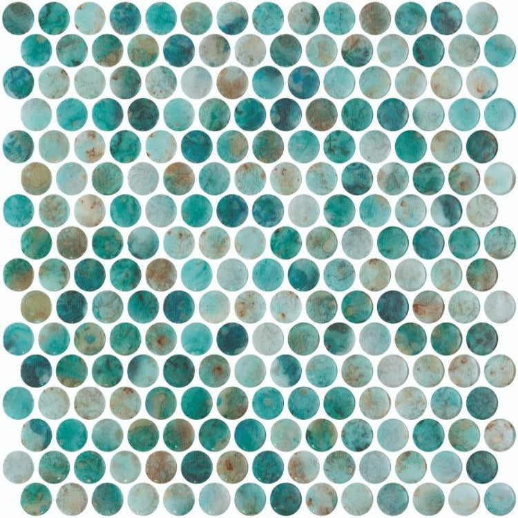 Elysium - Vanguard 11.25 in. x 11.25 in. Glass Mosaic - Penny - Green