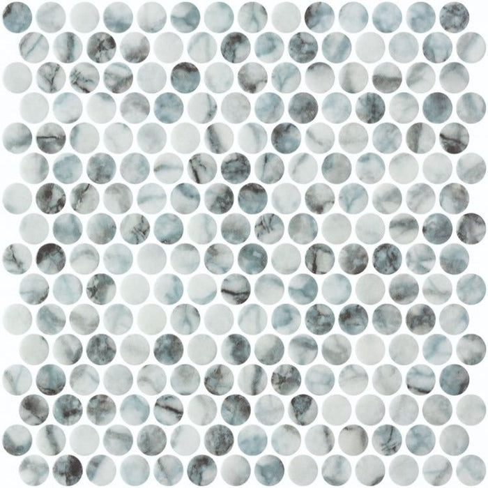 Elysium - Vanguard 11.25 in. x 11.25 in. Glass Mosaic - Penny - Azul
