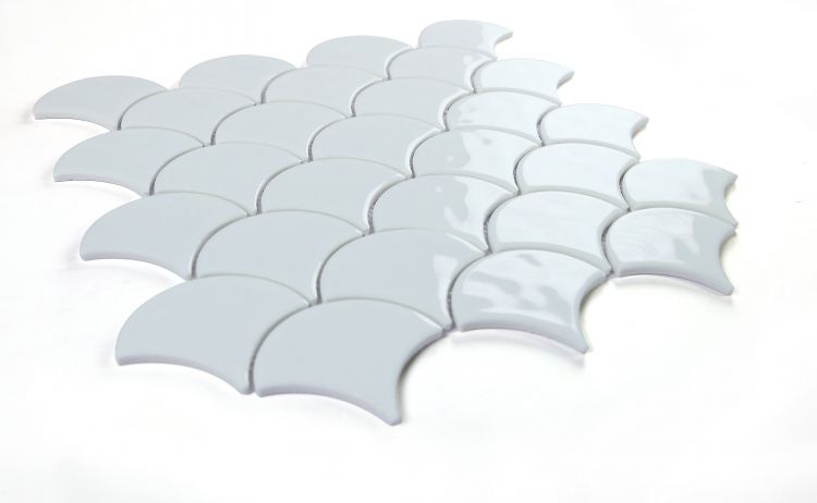Elysium - Snowglass Scale Rippled Polished 11.5 in. x 12 in. Recycled Glass Mosaic