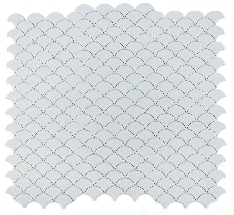 Elysium - Snowglass Scale Rippled Polished 11.5 in. x 12 in. Recycled Glass Mosaic