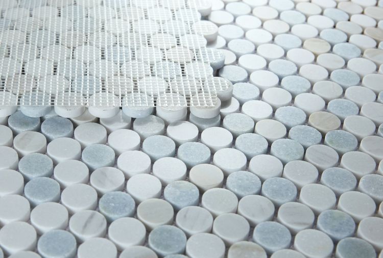 Elysium - Penny Marble 11 in. x 11.75 in. Marble Mosaic - Sky