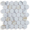 See Elysium - Penny Marble 11.75 in. x 12 in. Marble Mosaic - Honed Calacatta Gold