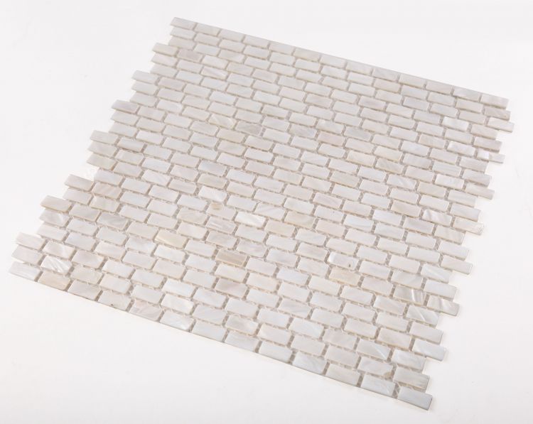 Elysium - Pearl White Mini Brick 11.25 in. x 11.25 in. Pearl Brick Mosaic